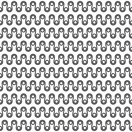 Seamless circles and wavy lines pattern. Black and white symbols for backgroundのイラスト素材