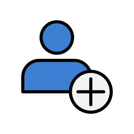 Add user flat icon. Vector symbol for people addingのイラスト素材