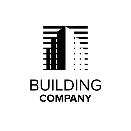 Building company logo. Property symbol. Abstract building illustration. Black real estate logo templateのイラスト素材