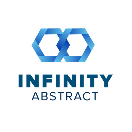 Two hexagonal chain links logo. Beautiful infinity logo template design. Blue abstract symbolのイラスト素材