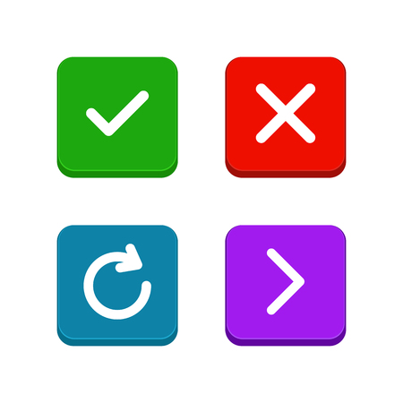 Check, delete or close, refresh, arrow icons set in flat and line style. Set of buttons for website or application designのイラスト素材