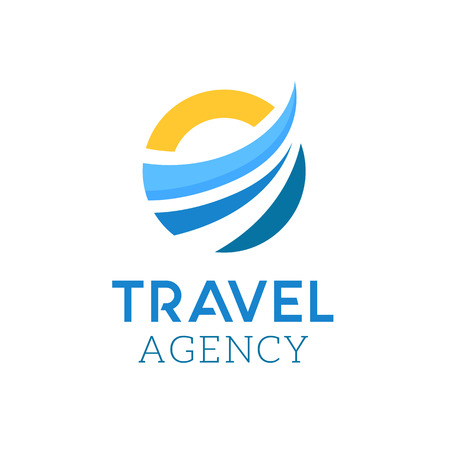 Abstract web icon. Sun and wave vector logo. Circle travel agency symbolのイラスト素材
