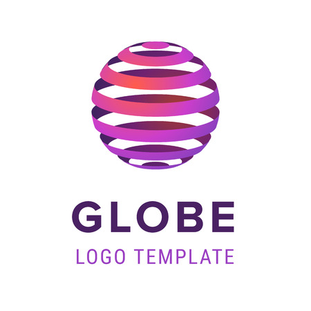 Abstract sphere with lines logo design template. Sign for business company. Vector illustration isolated on white background.のイラスト素材