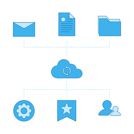 Cloud computing concept design of files and folders connected to the device.のイラスト素材
