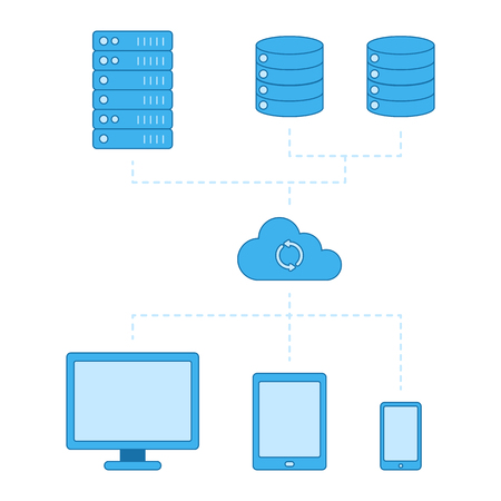 Cloud computing technology abstract scheme illustration in flat design styleのイラスト素材