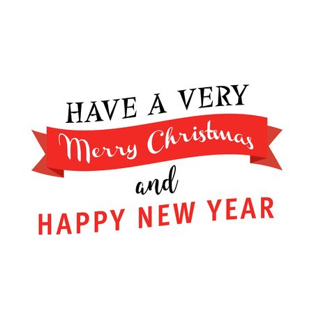 Have a Very Merry Christmas and Happy New Year vintage background with typography and ribbonのイラスト素材