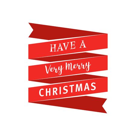 Big red ribbon with Have a Very Merry Christmas text. Vintage background with typography and ribbonのイラスト素材