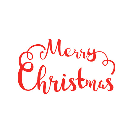 Merry Christmas hand lettering isolated on white background. Vector illustrationのイラスト素材