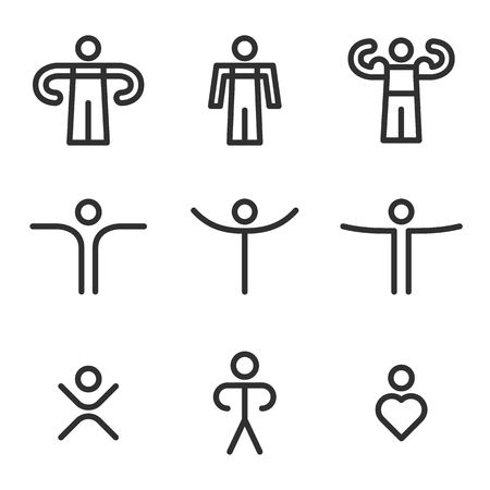 Human outline icons set. Collection icons for application, web design, logo templateのイラスト素材