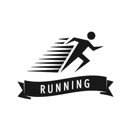 Run man logo template. Vector illustration of fast running manのイラスト素材