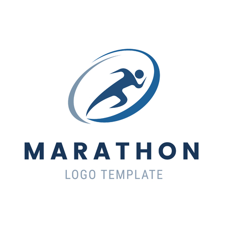 Marathon run logo template. Run man symbol. Vector illustration of fast running manのイラスト素材