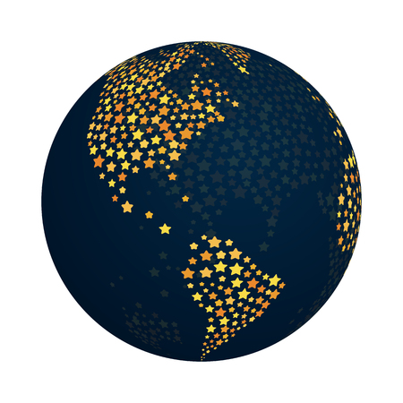 Abstract globe design with shiny stars vector illustration. Modern trendy earth planet symbol with bright starsのイラスト素材