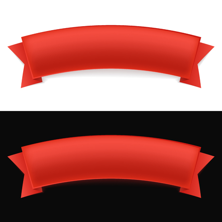 Shiny red ribbon on white and black background with empty space. Vector illustrationのイラスト素材