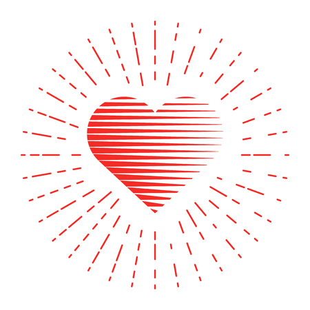 Heart and red lines around. Vector illustrationのイラスト素材