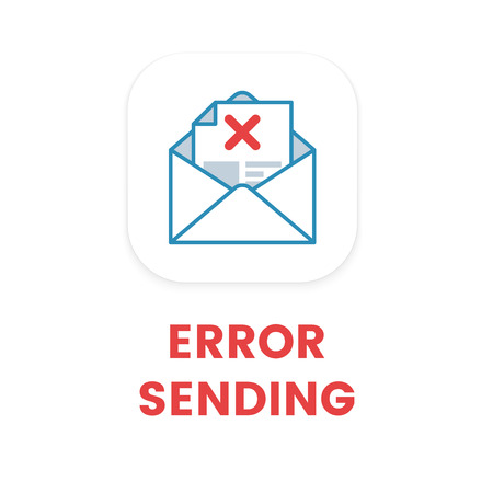 Email error sending flat illustration. Email not verified concept. Envelope email or icon design. Process of email sending. Text message errorのイラスト素材