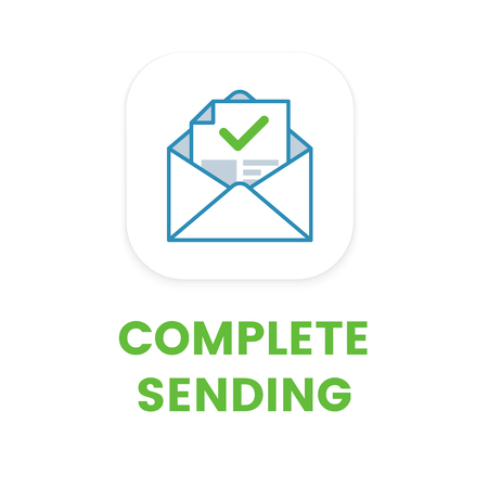 Email complete sending flat icon. Vector email symbolのイラスト素材