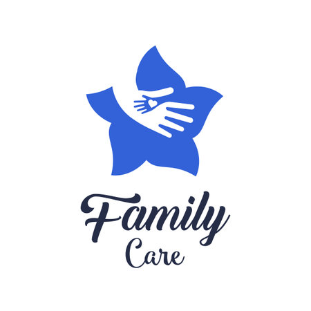 Hands with heart in flower logo design. Symbol of family care. Logo sign health careのイラスト素材