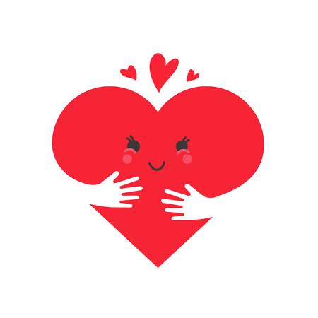 Heart with cute face vector illustration conceptのイラスト素材