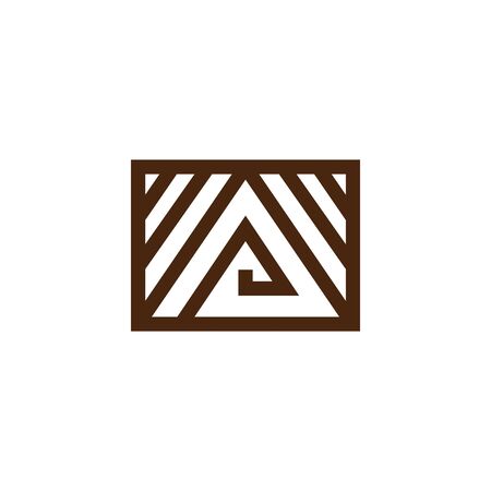Abstract letter A in a Triangle with lines isolated on white background. Vector minimal logo icon design in outline art styleのイラスト素材