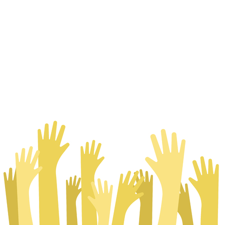 Concept of raised up hands. Vector flat illustration of education, business training conceptのイラスト素材