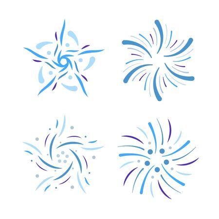 Blue flowers set, creative floral icons design template outline symbols vector illustration.のイラスト素材