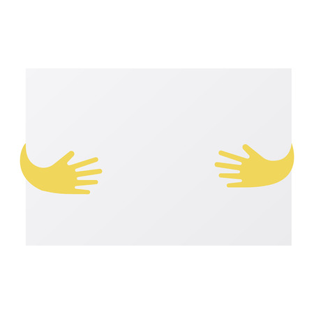 Abstract hands holding blank sheet of paper. Template vector illustration.のイラスト素材