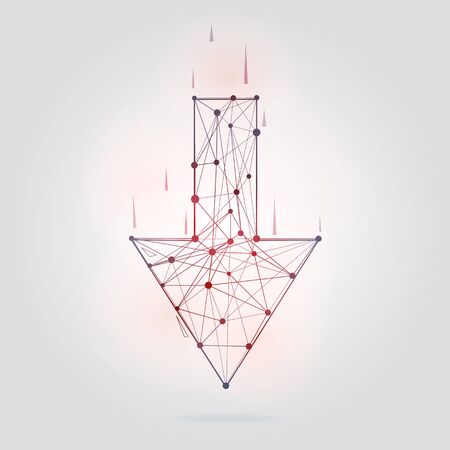 Abstract arrow low poly style. Geometrical figure with wire-frame structure vector illustration.のイラスト素材
