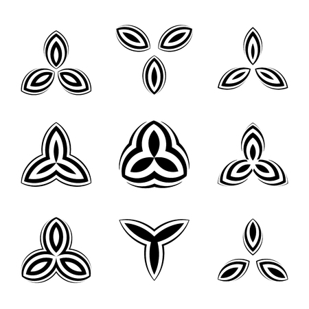 Creative simple logos set. Black symbols for business isolated on white background. Vector illustrationのイラスト素材