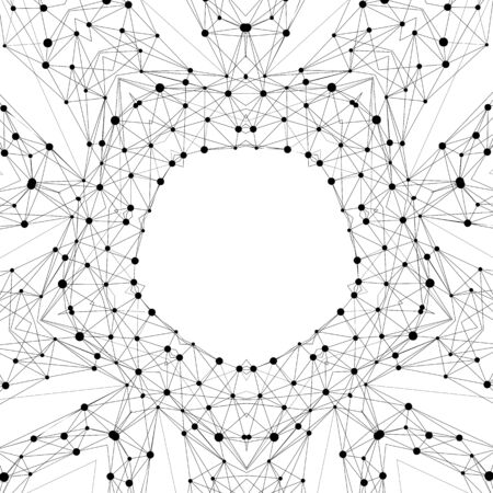 Geometric decorative element. Wireframe mesh design frame. Template graphic background.のイラスト素材
