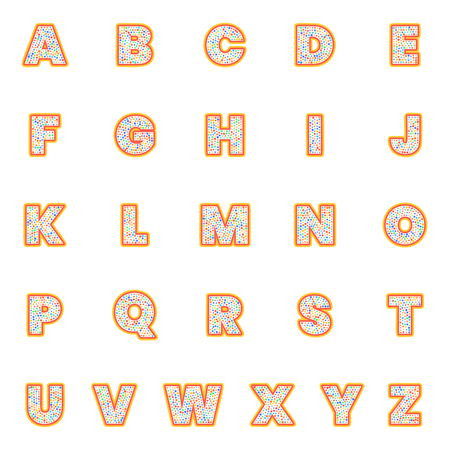 Alphabet letters set. Polka dot style, retro vintage typography design. Font collection for title or headline design.のイラスト素材