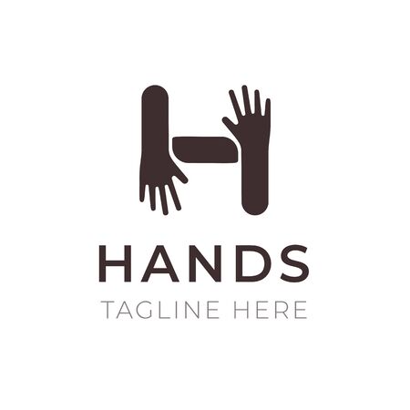 Creative H letter icon design. Hands connection symbol.のイラスト素材