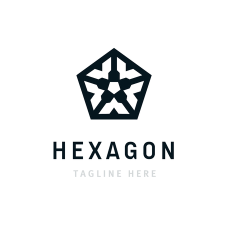 Hexagon corporate logo design. Business company template identity element. Trendy symbol sign for branding.の写真素材