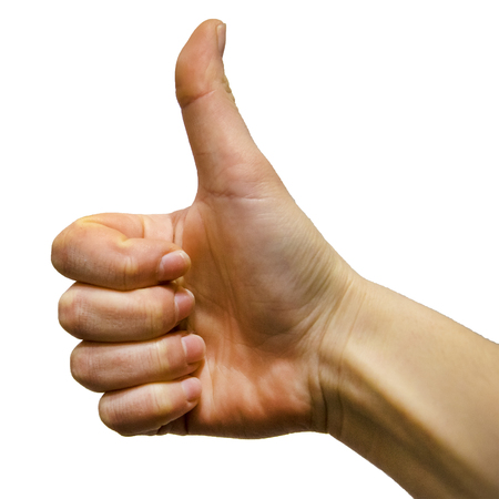 Woman hand showing thumb up signの写真素材