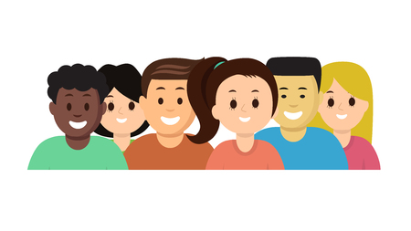 Smiling multinational people horizontal posterのイラスト素材