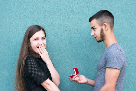 Excited and surprised girlの写真素材