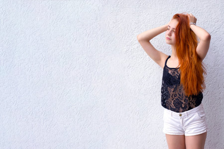 Attractive girl in stylish outfitの写真素材