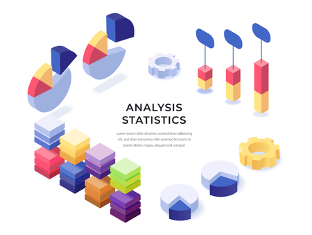 Analysis statistics isometric posterのイラスト素材
