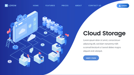Cloud storage landing page vector templateのイラスト素材