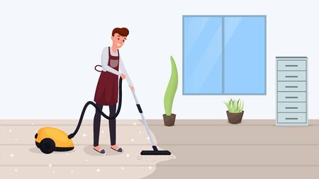man using vacuum cleaner man using vacuum cleaner