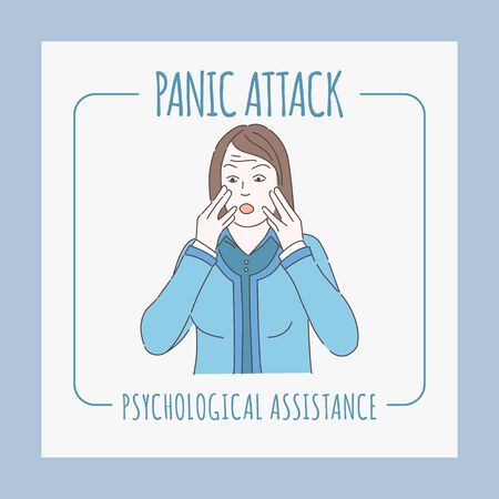 Panic attack banner design template. Psychology counseling, and mental therapy design.のイラスト素材