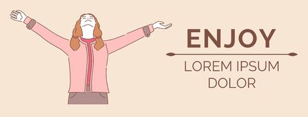 Enjoy banner design template with text space. Enjoying, good mood poster design concept.のイラスト素材