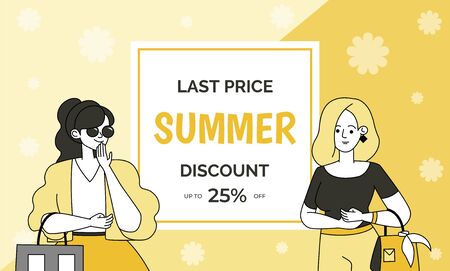 Summer sale vector banner template with text space. Special offer, discount flyer design concept.のイラスト素材
