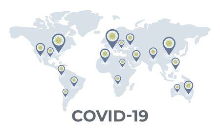 Earth infected Coronavirus vector poster design. Stop 2019-nCov outbreak banner template.のイラスト素材