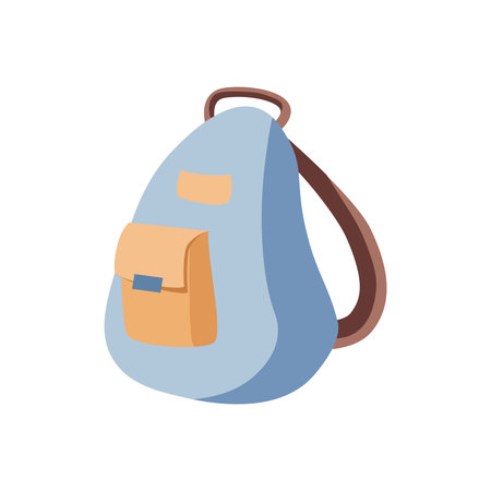 School or traveling backpack vector flat illustration isolated on white background. Backpack for school children.のイラスト素材