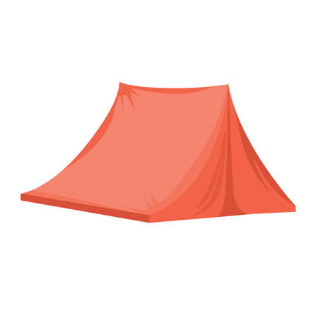Red camping tent vector flat illustration isolated on white background. Summer or spring nature tourism.のイラスト素材