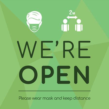We are open after quarantine vector flat banner design. Preventive measures from Coronavirus outbreak.のイラスト素材