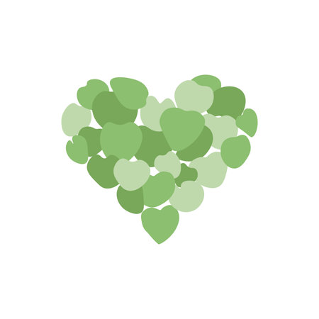 Green heart vector flat illustration. Caring of environment, ecology, world Earth day sign concept.のイラスト素材