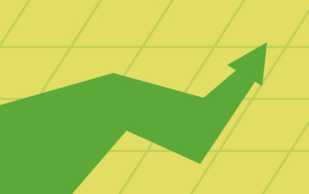 Green arrow growing up. Financial success, profit, innovation and development vector flat concept.