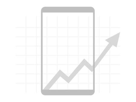 Business investment, rising graph on screen vector flat illustration. Growing line graph and arrow.のイラスト素材