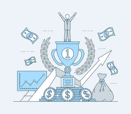 Business or investing application vector cartoon outline illustration. Financial success, investment strategy concept.のイラスト素材